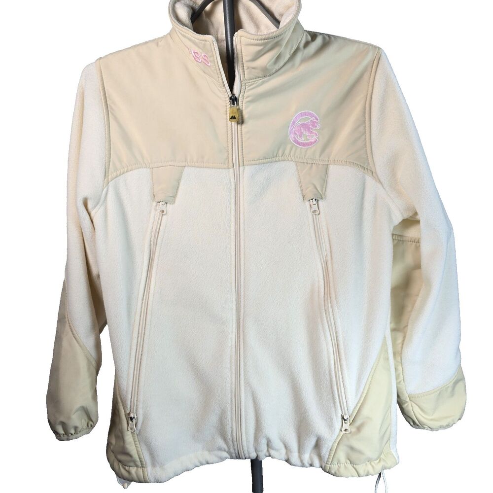 Majestic Chicago Cubs Pink Logo Fleece Jacket Women's Medium Full Zip MLB Coat